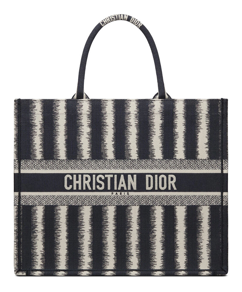 Christian Dior Book Tote Velvet Mizza Embroidery Canvas Black